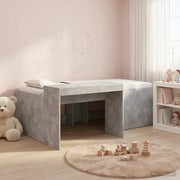 Letto alto per bambini con scrivania Grigio Cemento