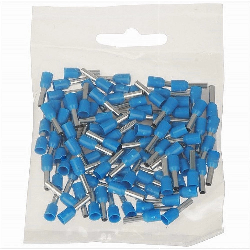 Trade Shop - Confezione 100pz Tubetto Capicorda Isolato Per Cavi Da 2.5mm² Terminale 8mm E2508 - Blu