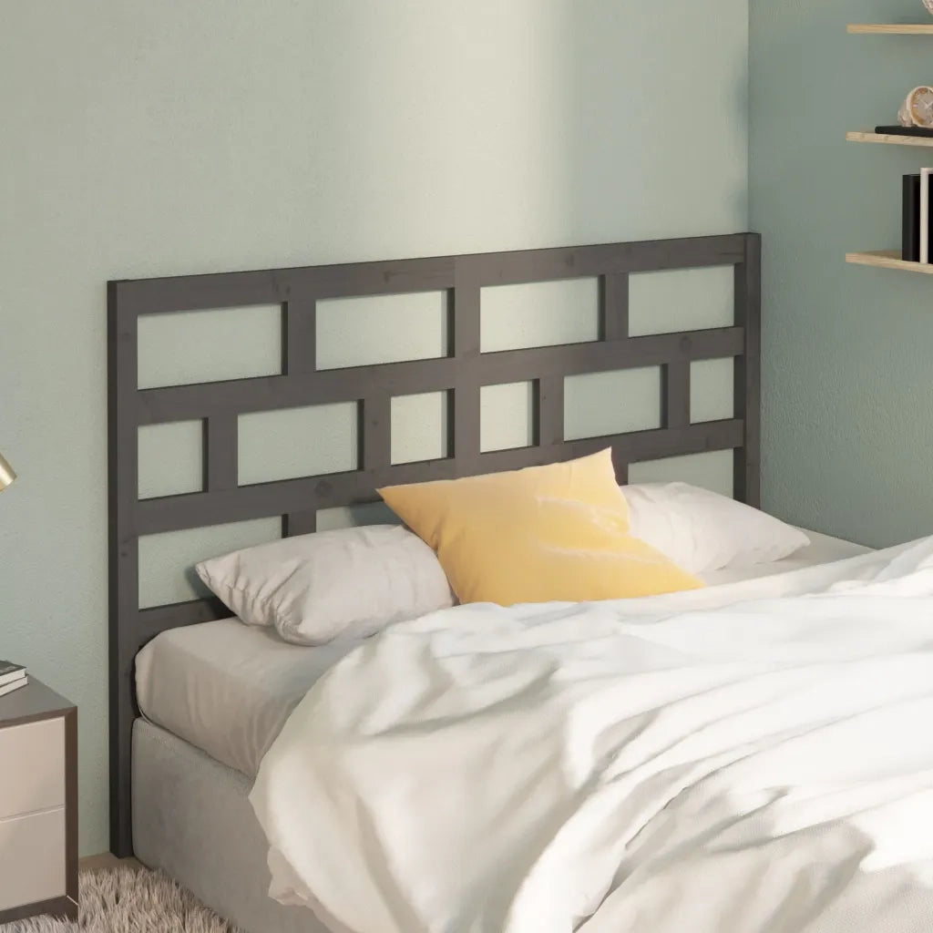 Testiera per Letto Grigia 146x4x100cm in Legno Massello di Pino 814196