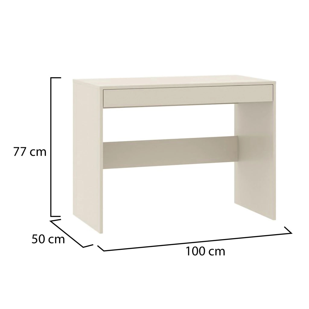 Linomoni, Scrivania un Cassetto, 100x50x77h cm Beige