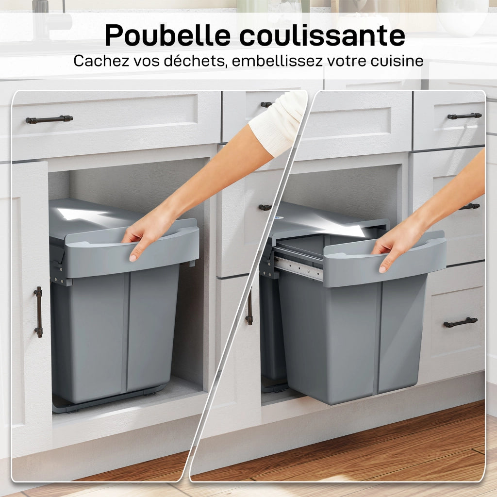 Cestino per rifiuti da cucina ¨C Zephmum ¨C Grigio 52x33.5x41cm