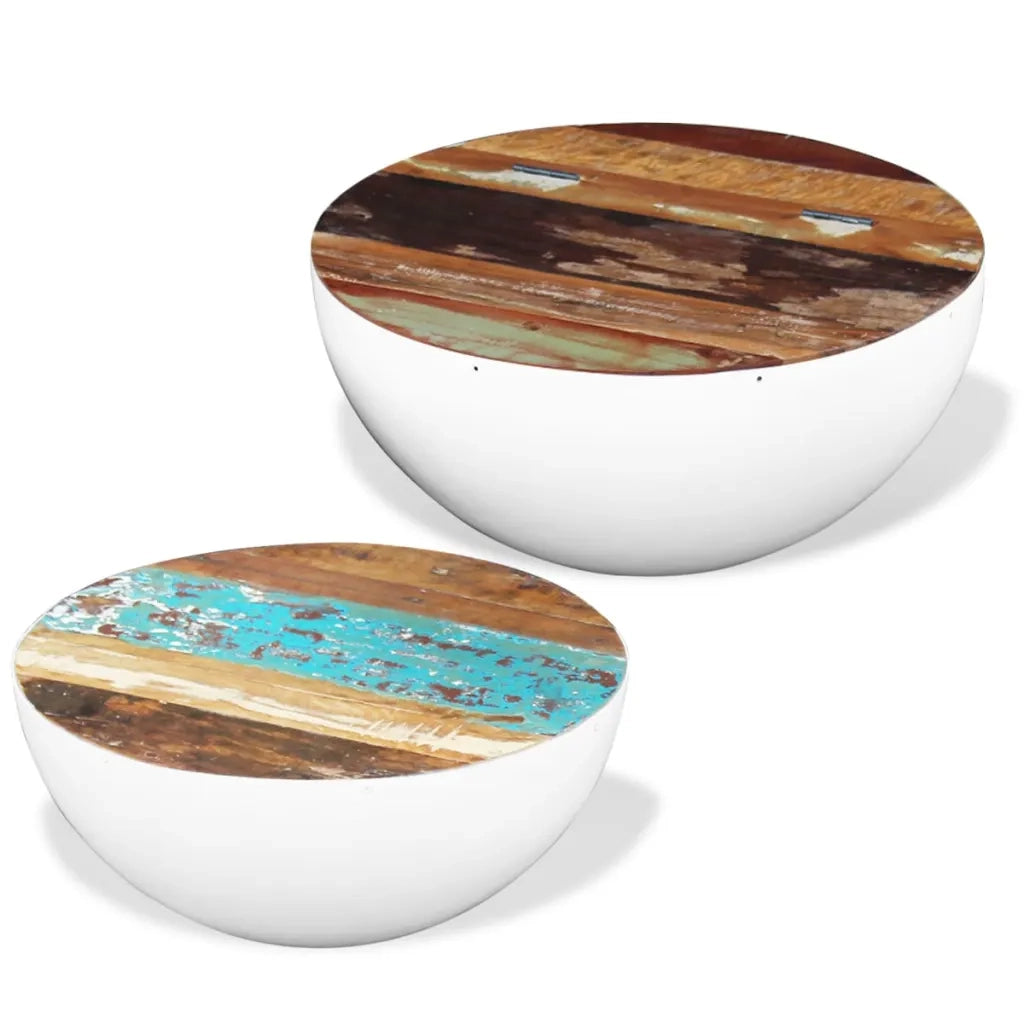 Tavolini da Salotto 2 pz a Forma di Palla in Legno di Recupero 243351