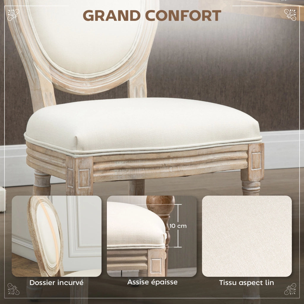Set di 2 Sedie da Pranzo ¨C zephmum ¨C Legno Massello Stile Retr¨° Beige