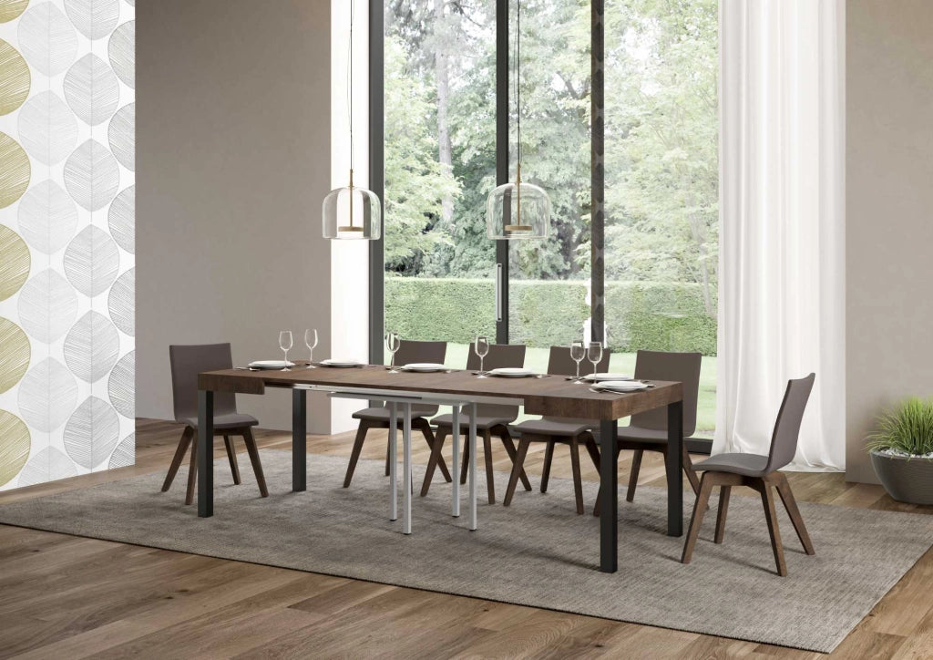 Tavolo allungabile 90x90/246 cm Every Noce telaio Antracite