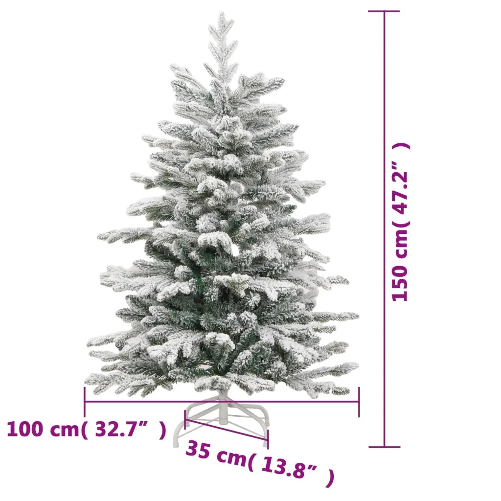 Albero Natale | Decorazioni natalizie Artificiale Incernierato con Neve Fioccata 150 cm