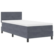 Letto singolo | Letto per adulti | Letto a Sorgente LED con led Grigio scuro 90 x 190 cm Velluto