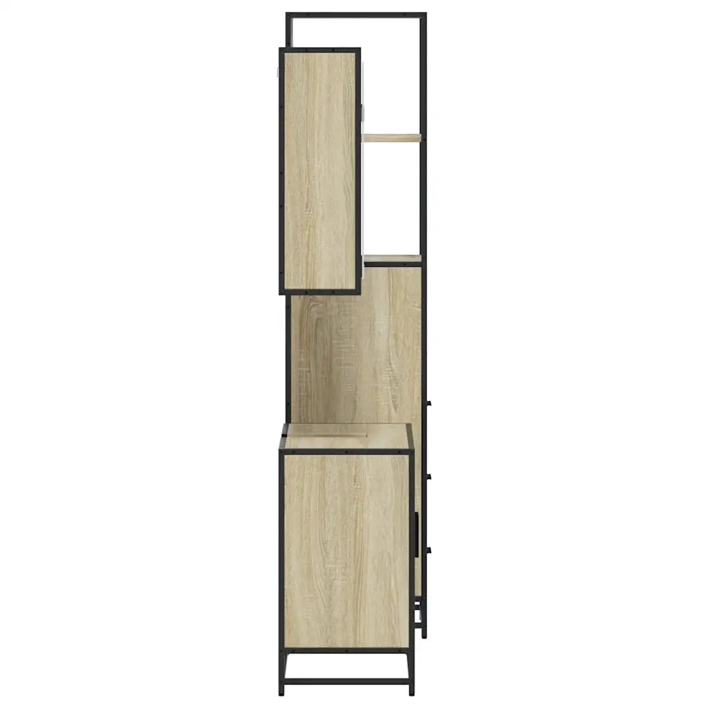 Set Mobili da Bagno 3 pz Rovere Sonoma in Legno Multistrato