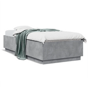 Letto singolo | Letto per adulti | Giroletto Grigio Cemento 90x200 cm in Legno Multistrato