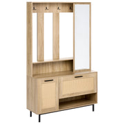 Mobile da ingresso con scarpiera a specchio L 112 cm A 179 cm Armadio Appendiabiti Truciolato Marrone Chiaro