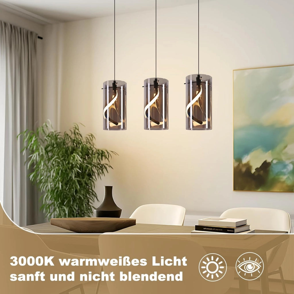 Lampada a Sospensione ZMH LED 3 Fiamme 33w Grigio Altezza Regolabile Per Soggiorno