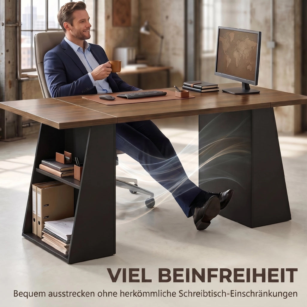 Scrivania con 4 ripiani aperti ¨C Xylo ¨C stile industriale 140 cm marrone nero