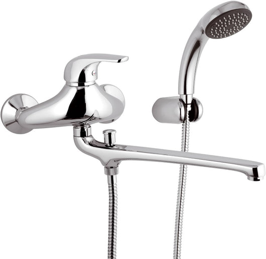 Rubinetto lavabo/vasca con bocca fusa lunga e kit doccia - serie project