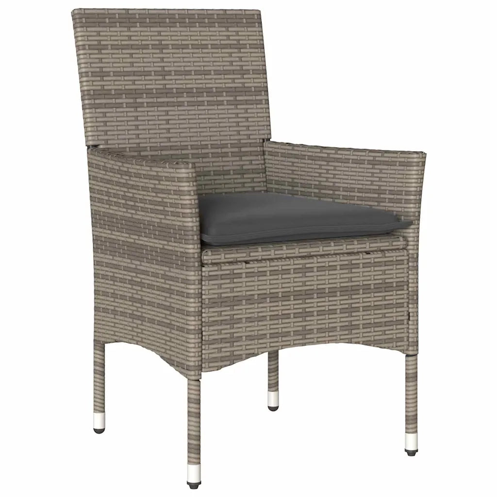 Set da Pranzo per Giardino con cuscino 5 pcs Grigio polyrattan