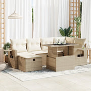 Set Divani da Giardino 7 pz con Cuscini Beige in Polyrattan 3327858