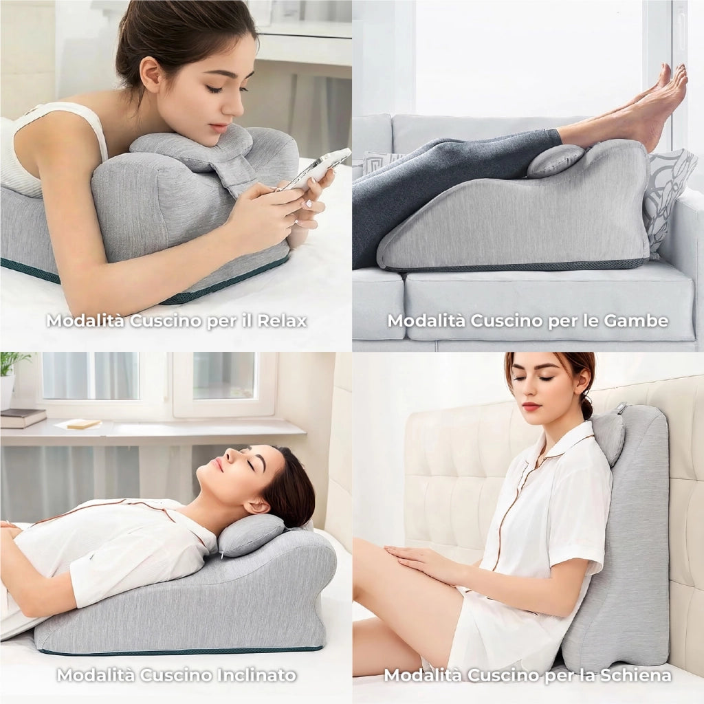 Cuscino Ergonomico in Memory Foam per Schiena e Collo, Cuscino a Cuneo per Lettura a Letto e Relax, Supporto Posturale con Cuscino Testa Rimovibile, Rivestimento Lavabile, 59x36x24 cm