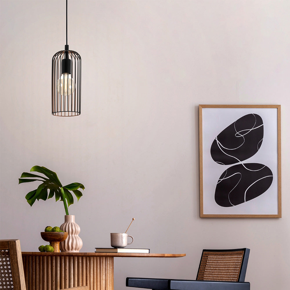 Lampadario Industrial Roccamena 1 Luce Acciaio Nero E Rame