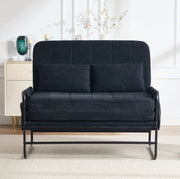 Divano letto a 2 posti convertibile in chenille nero con struttura in metallo; 104x85x92 cm