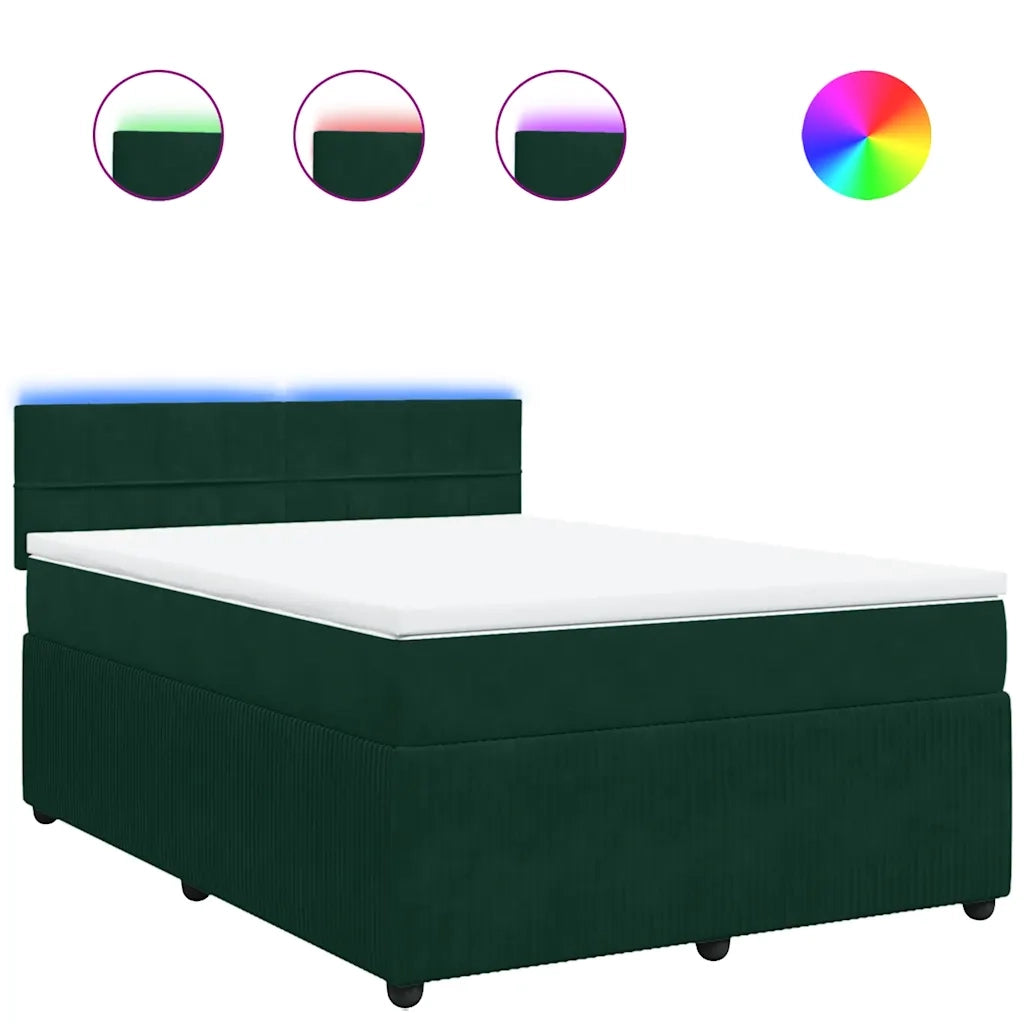 Giroletto a Molle con Materasso Verde Scuro 140x190 cm Velluto