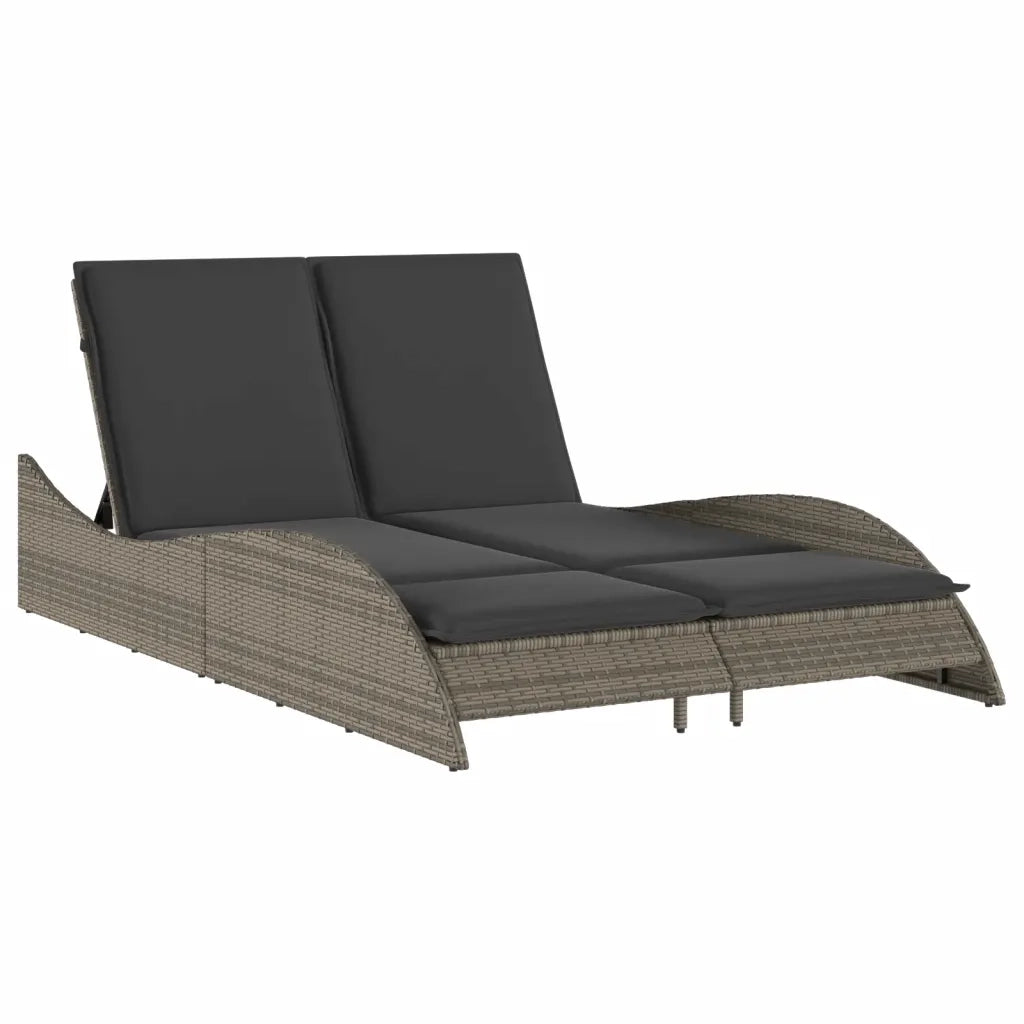 Lettino Prendisole | Sdraio da giardino | Lettino da sole con Cuscini Grigio 114x205x73 cm Polyrattan