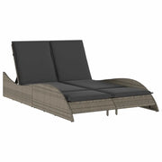 Lettino Prendisole | Sdraio da giardino | Lettino da sole con Cuscini Grigio 114x205x73 cm Polyrattan