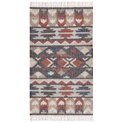 Tappeto in iuta multicolore 80 x 150 cm fatto a mano con motivo geometrico e nappe stile boho soggiorno camera da letto