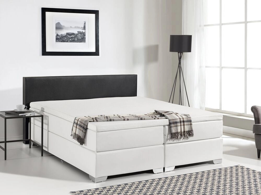 Letto continentale 160 x 200 cm Nero con materasso a molle insacchettate bianco moderno