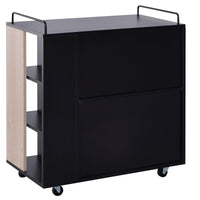 Mobiletto Carrello da Cucina con Cassetti in Legno Rovere e Nero 76.5x40x82 cm