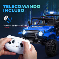Macchina Elettrica Fuoristrada per Bambini  12V con Doppio Motore Telecomando e Luci Blu