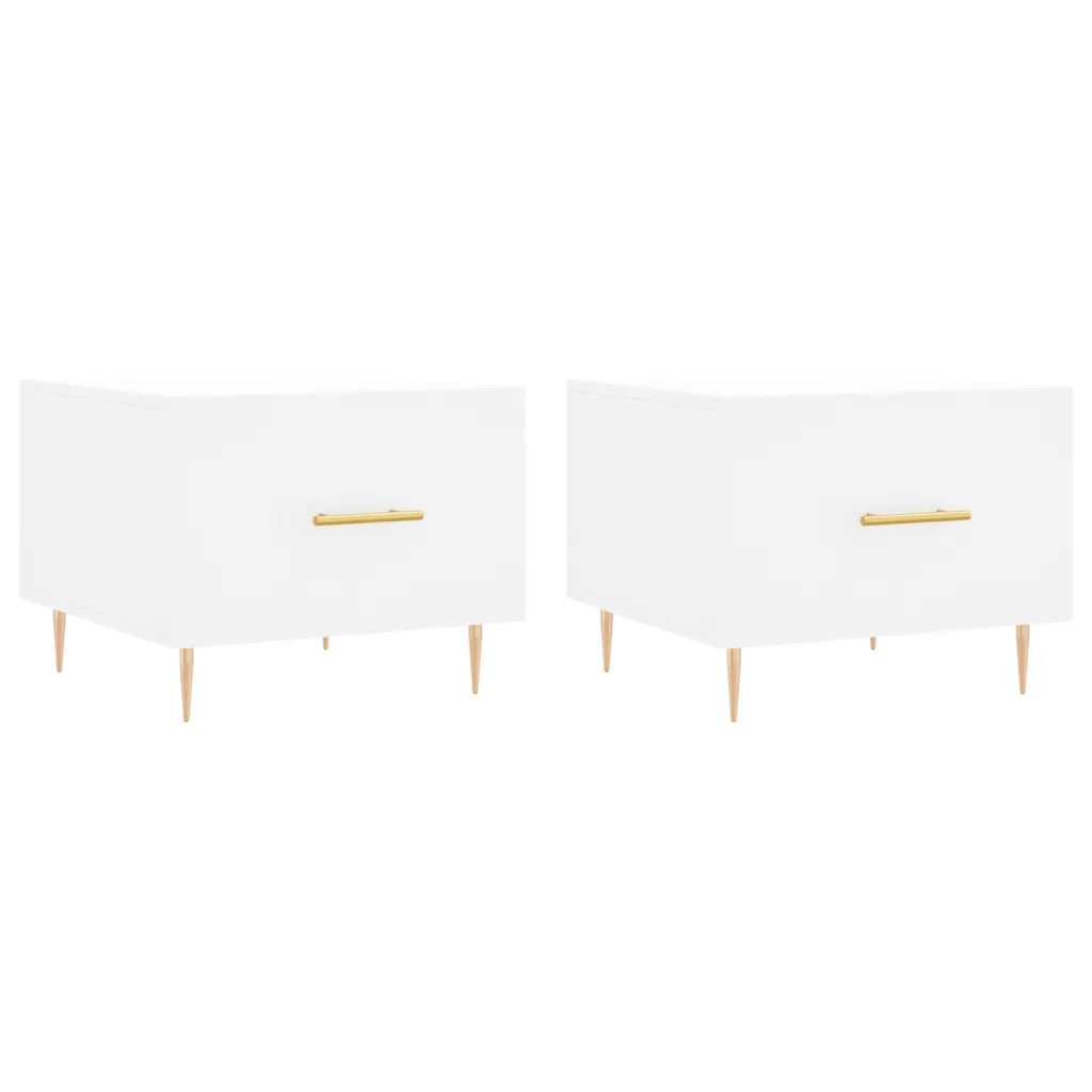 Tavolini da Salotto 2 pz Bianchi 50x50x40 cm Legno Multistrato 829365