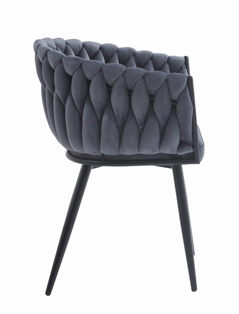 Sedia VALORA MAYAN - Design ergonomico in velluto grigio scuro x2