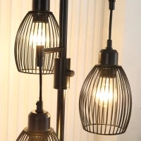 Lampada da Terra Industriale con 3 Paralumi e Intensità Regolabile, in Acciaio, 30x30x170.5 cm, Nero