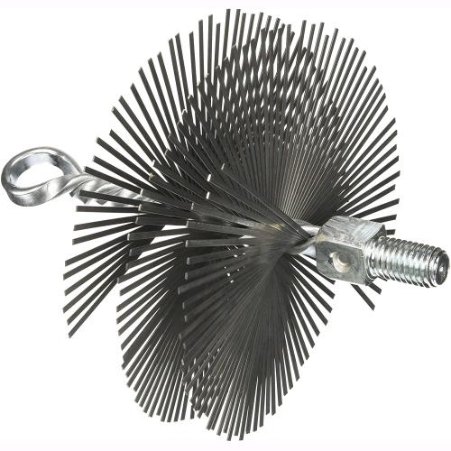 Scovolo Scovolino Tondo in Acciaio Setole piatte con Gancio e perno filettato per Tubi stufa da Ø 35 cm