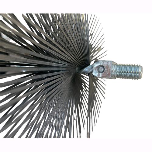 Scovolo Scovolino Tondo in Acciaio Setole piatte con Gancio e perno filettato per Tubi stufa da Ø 12 cm