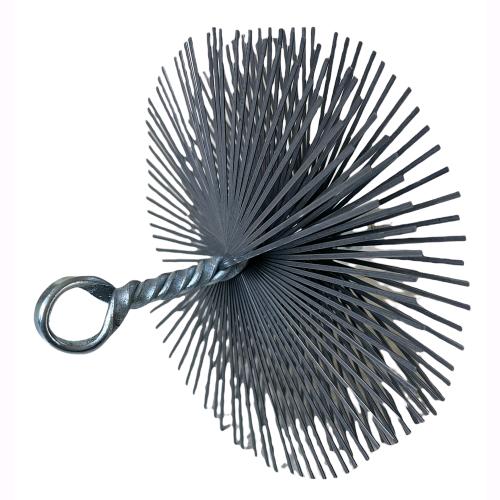 Scovolo Scovolino Tondo in Acciaio Setole piatte con Gancio e perno filettato per Tubi stufa da Ø 35 cm