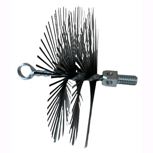 Scovolo Scovolino Tondo in Acciaio Setole piatte con Gancio e perno filettato per Tubi stufa da Ø 20 cm