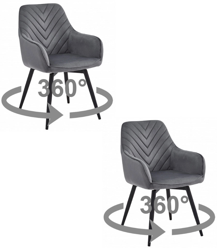 VALORA NANA360 Sedia girevole in velluto grigio scuro x 2