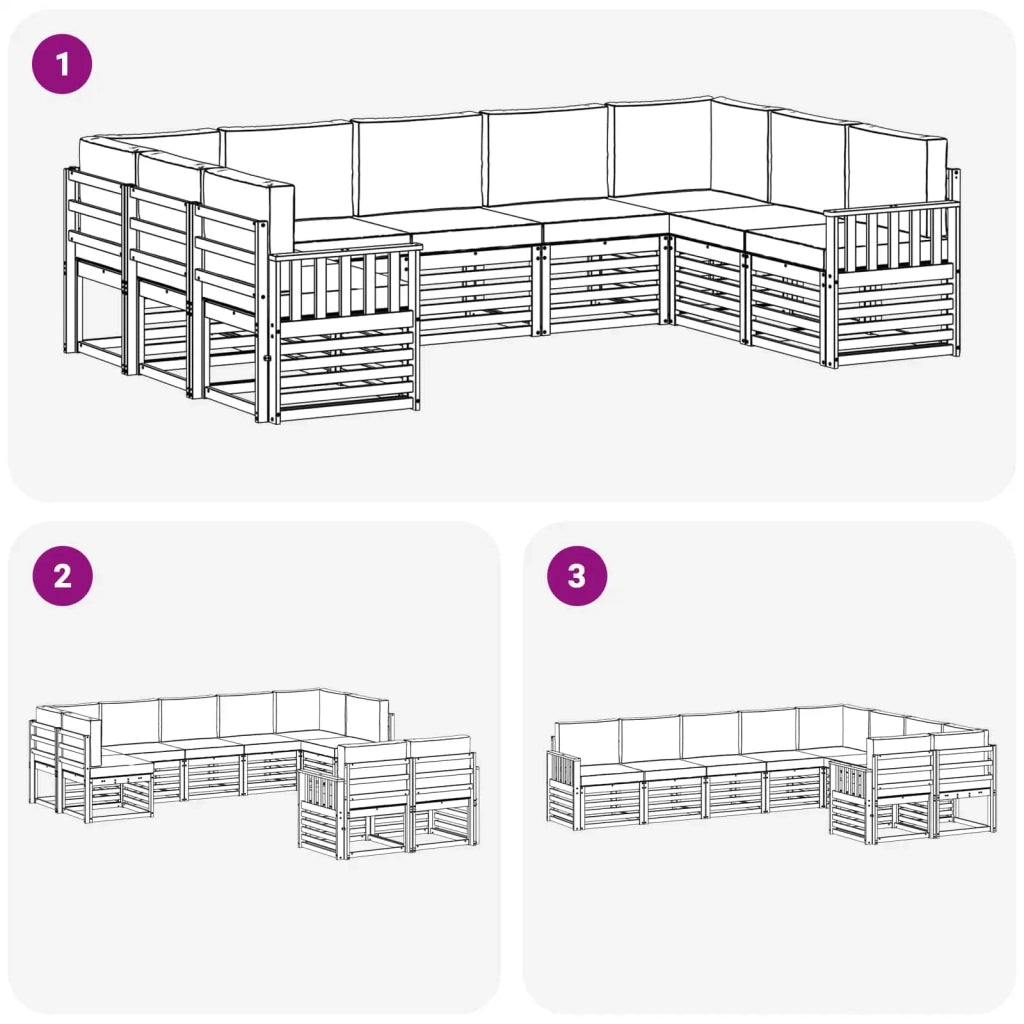 Set divano sezionale con cuscino 9 pcs Naturale e Antracite