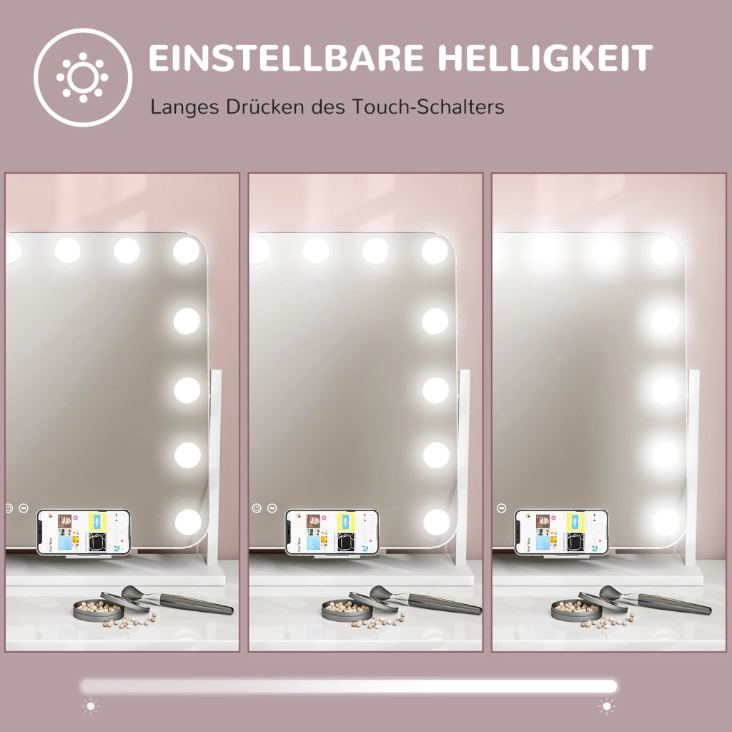 Specchio da Bagno con Luci LED ¨C zephmum ¨C Bianco 62.5x49.5cm