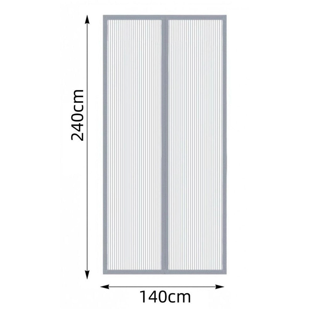 Trade Shop - Zanzariera Universale 140x240cm Grigia Chiusura Automatica Magnetica Porte Finestre 622143 -