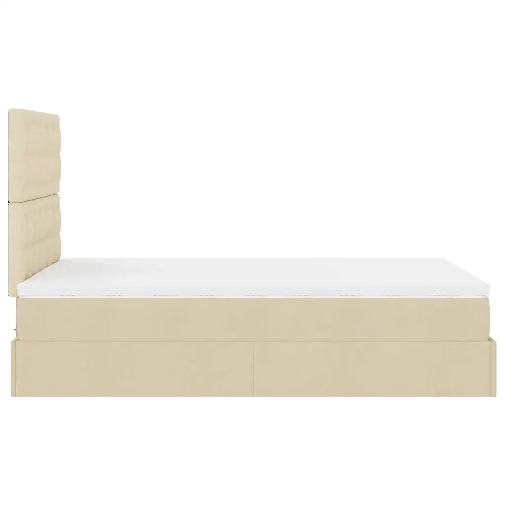 Struttura Letto Pouf con Materasso Crema 120x190 cm in Tessuto 3313311