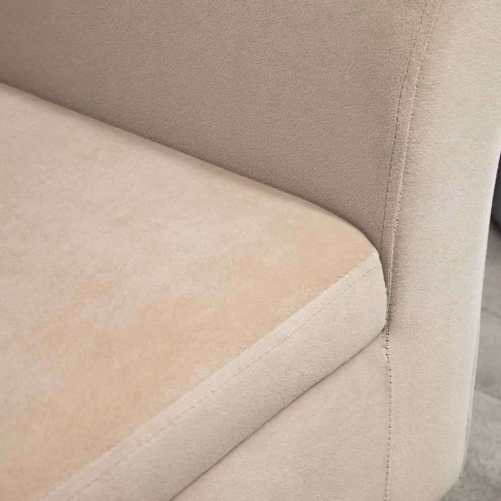 Divano con cassetti e braccioli ¨C zephmum ¨C 111,5x41x65 cm, Beige, Poliestere vellutato