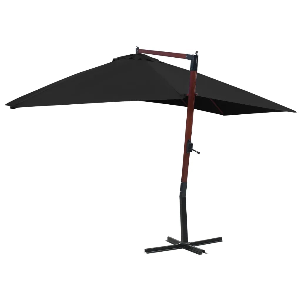 Ombrellone a Sbalzo con Palo in Legno 400x300 cm Nero cod mxl 25303