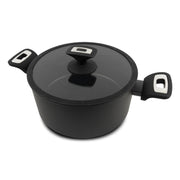 Casseruola 2 maniglie con coperchio Elegance Black 24 cm doppio fondo acciaio inox, manico Soft touch