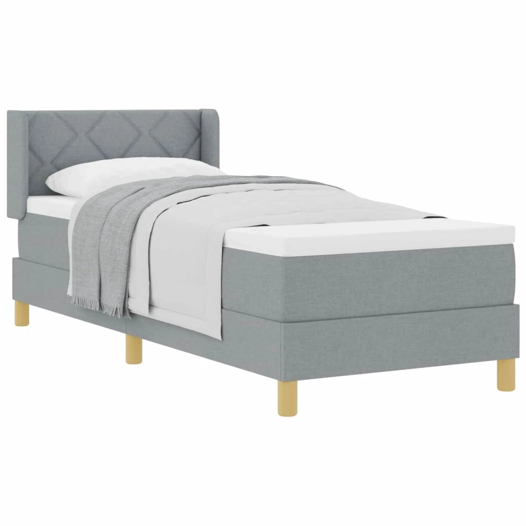 Letto singolo | Letto per adulti | Letto a molle con testiera Grigio chiaro 200 x 80 cm Tessuto