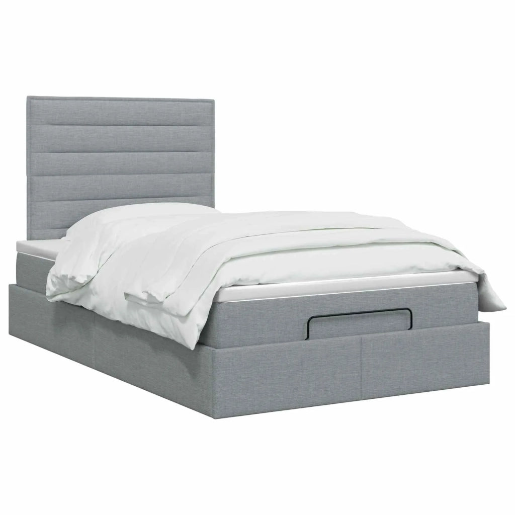 Letto ottomano con materasso Grigio Chiaro 120 x 190 cm Tessuto 3457390