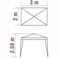 Gazebo con telo in PE 105 gr/mq da 2x3 metri Bianco da Giardino per Banchetti
