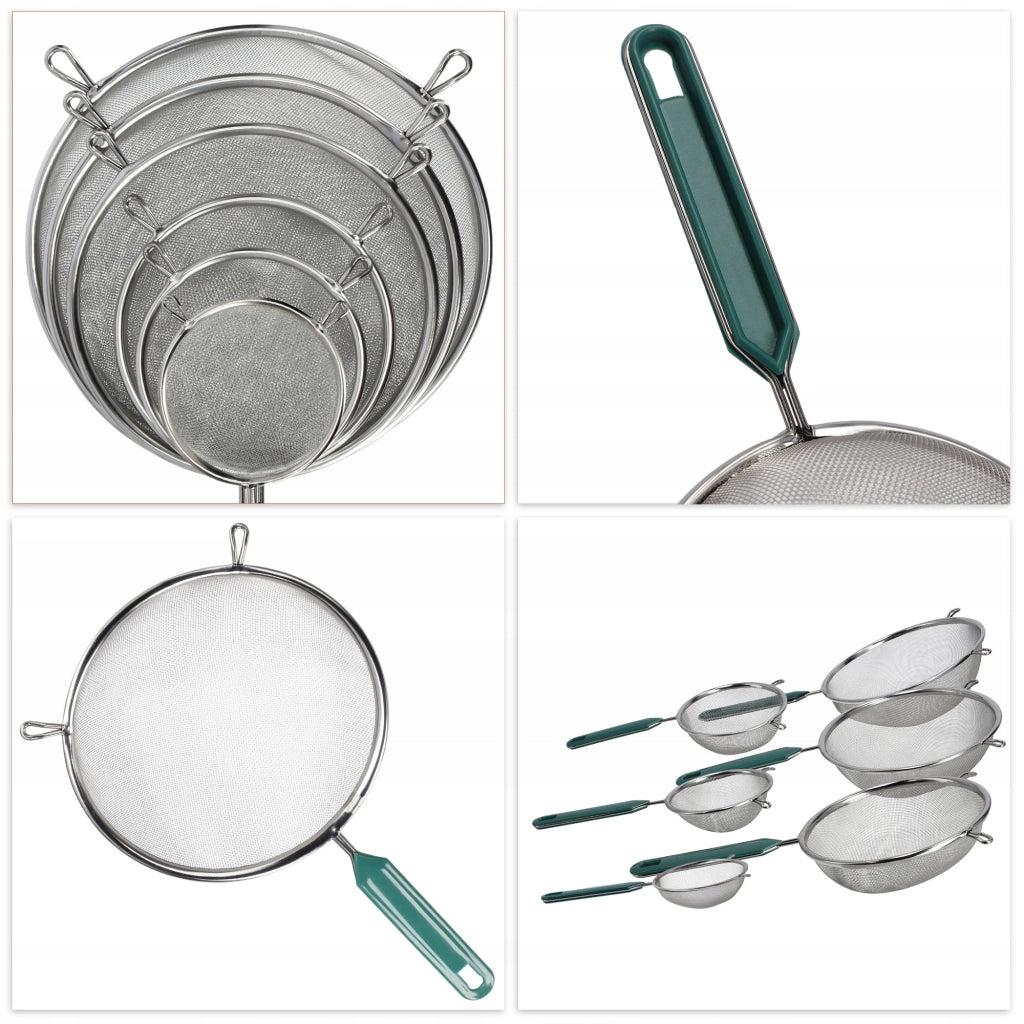 Colino da cucina KADAX con manico in acciaio per setacciare la farina, 10 cm di spessore