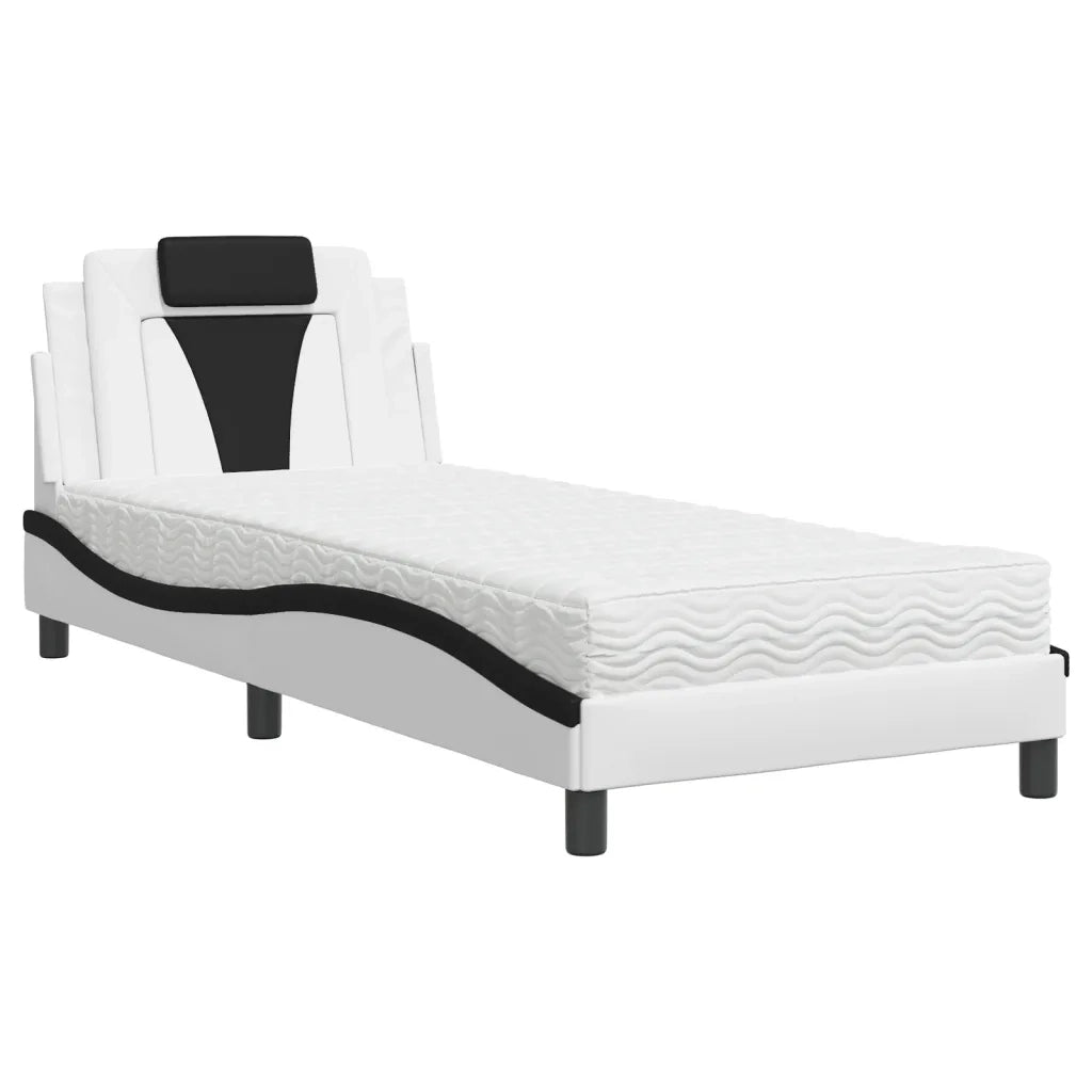 Letto Viana con Materasso-Struttura Letto con Materasso Nero e Bianco 90x200 cm in Similpelle 868873