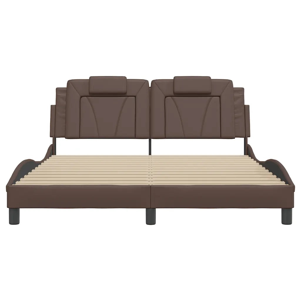 Giroletto con Testiera Marrone 160x200 cm in Similpelle