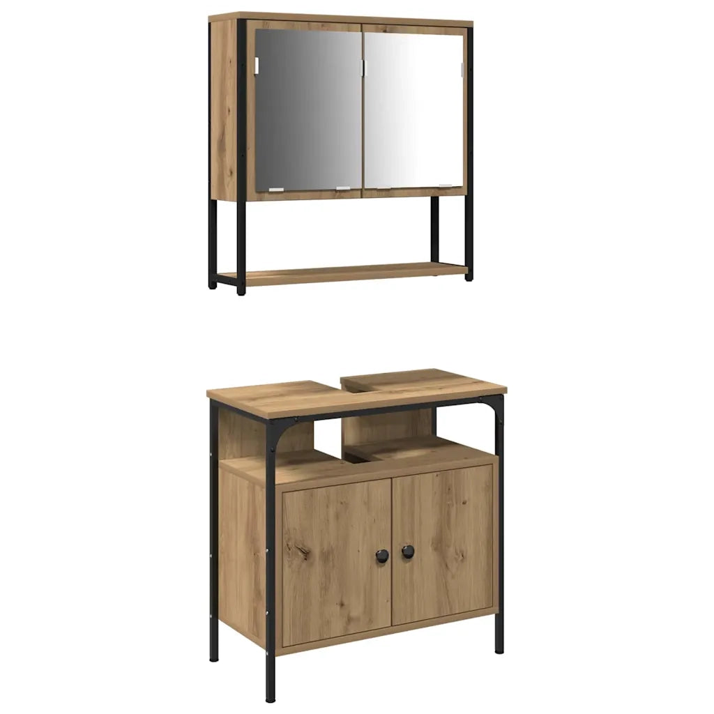 Set di mobili per il bagno 2 pcs Marrone Legno multistrato 3334320